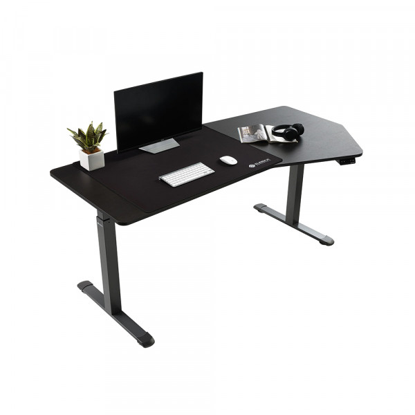 Eureka Ergonomic EDI HTG Unique Shape Office Standing Desk, Smoked Wood  